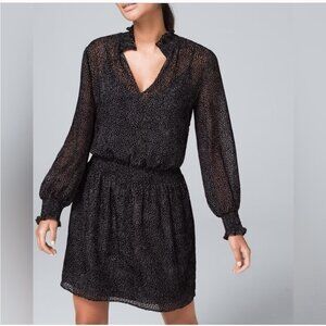 WHITE HOUSE BLACK MARKET Soft Dot Dress. Sz Medium Petite Excellent Condition!